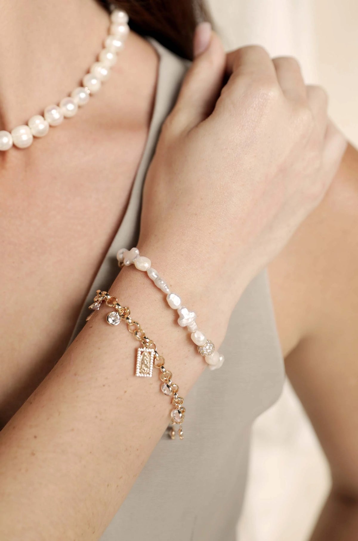 Faithful Pearl and Chain Bracelet Set