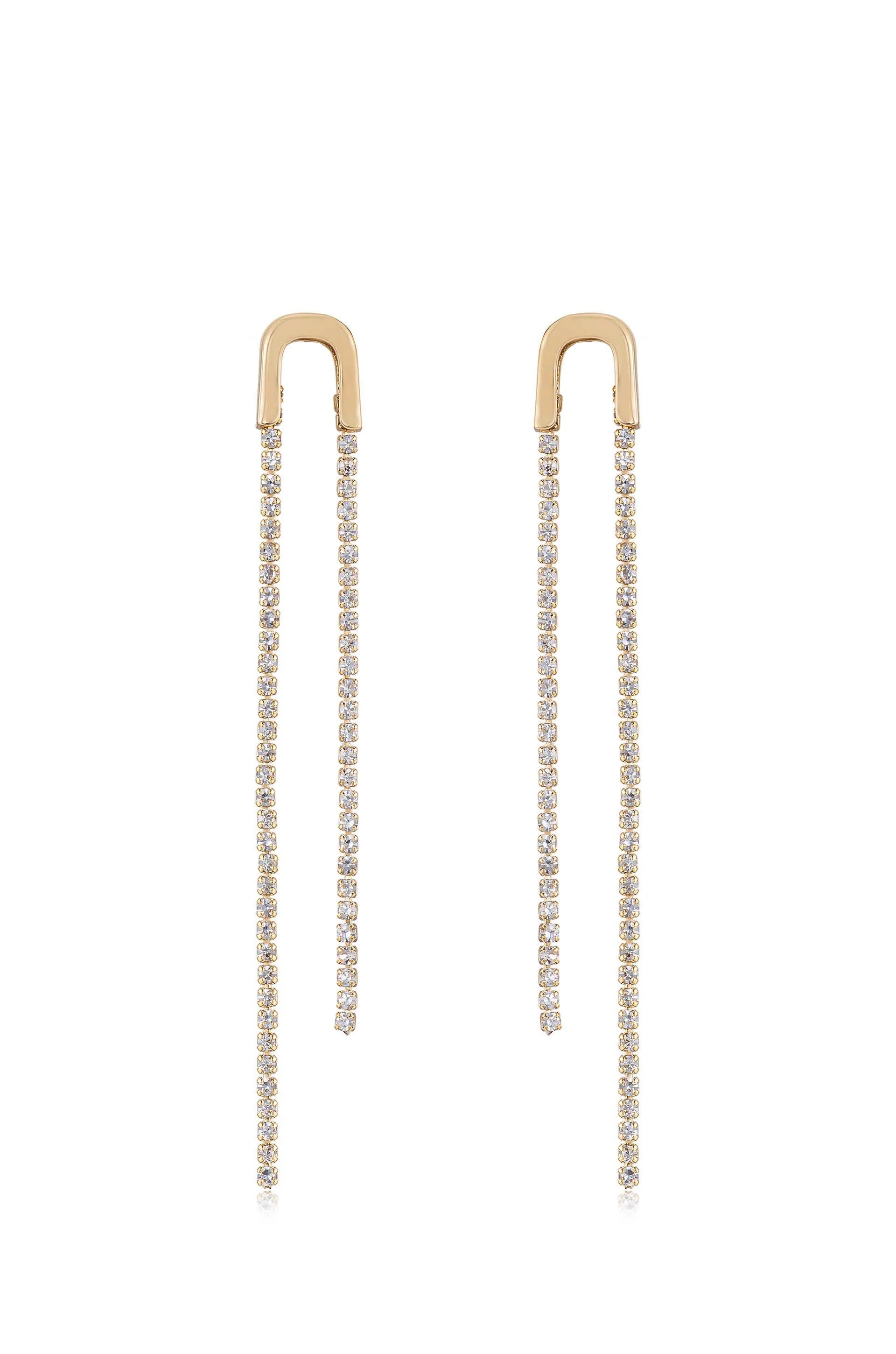 Double Crystal Chain Drop Earrings