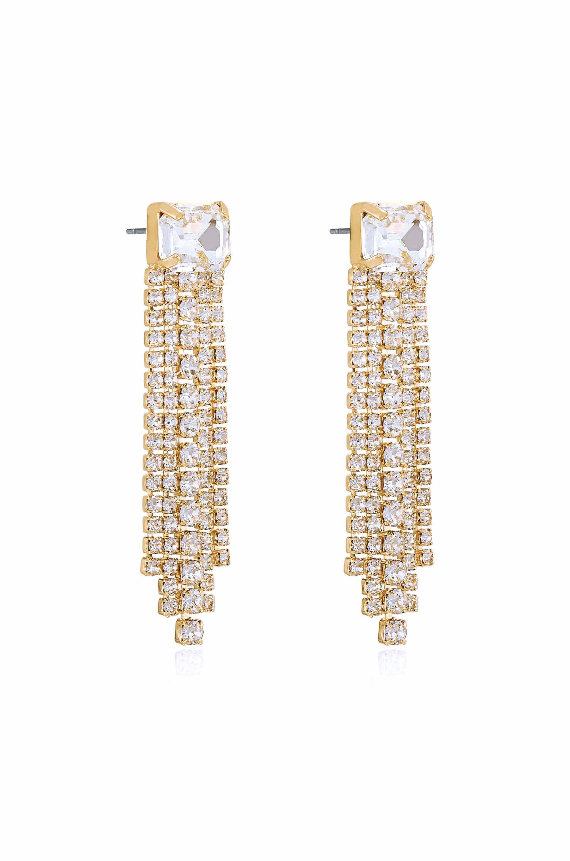 Formal Crystal Fringe Drop Earrings