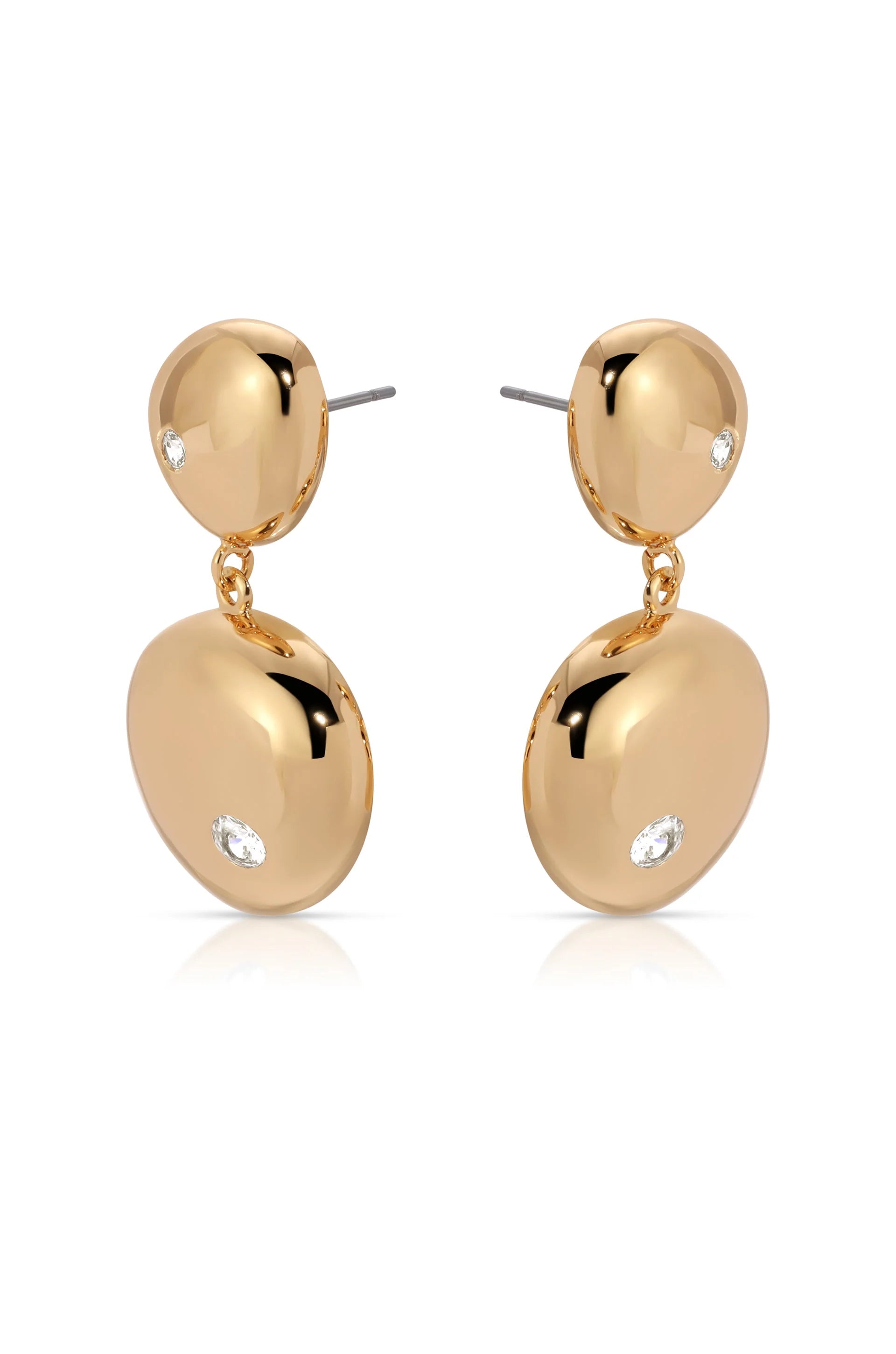 Polished Double Pebble Drop Earrings