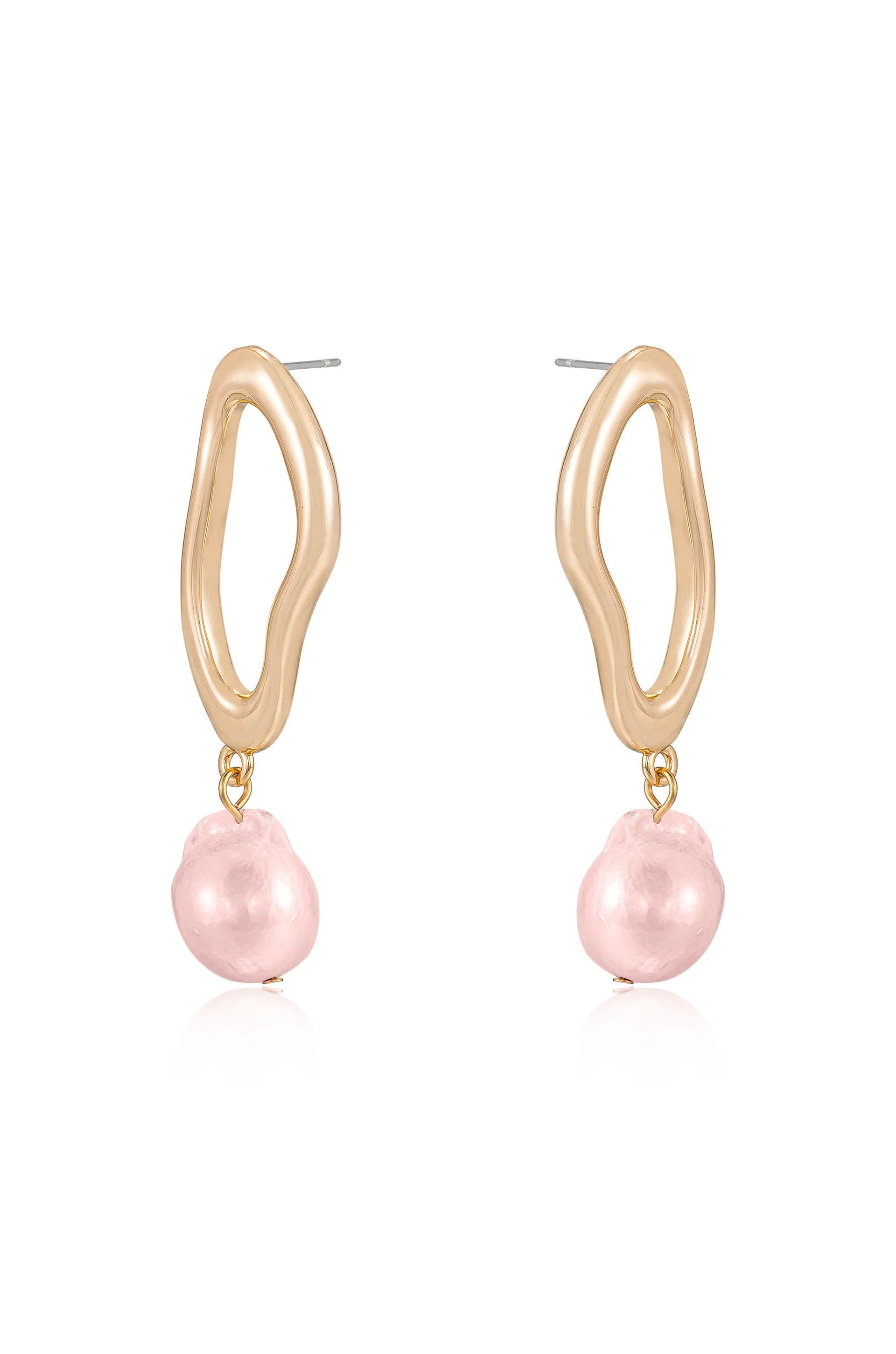 Open Circle Freshwater Pearl Earrings