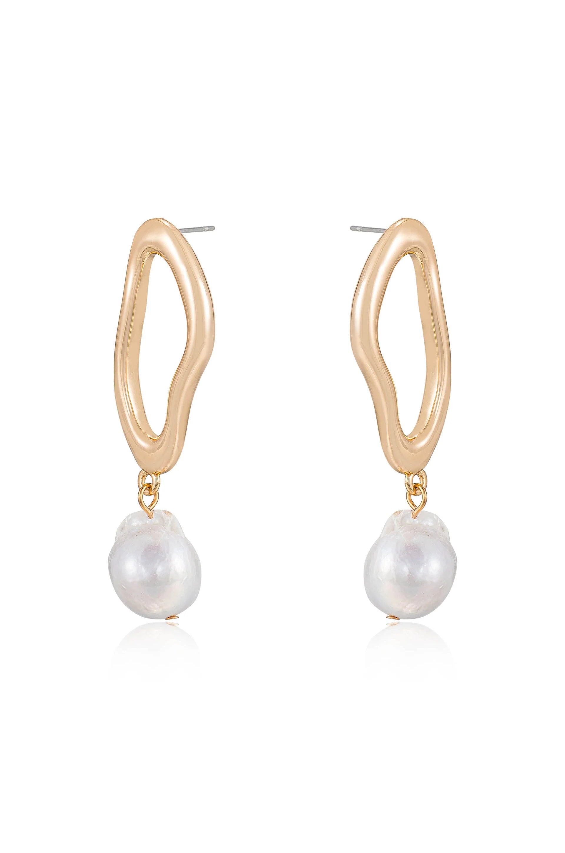 Open Circle Freshwater Pearl Earrings