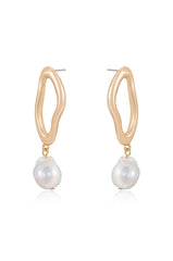 Open Circle Freshwater Pearl Earrings