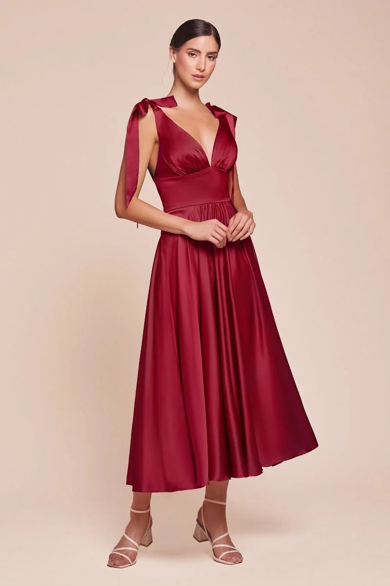 Maggie Midi Dress - Burgundy