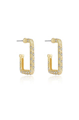 Crystal Studded Rectangle Hoop Earrings