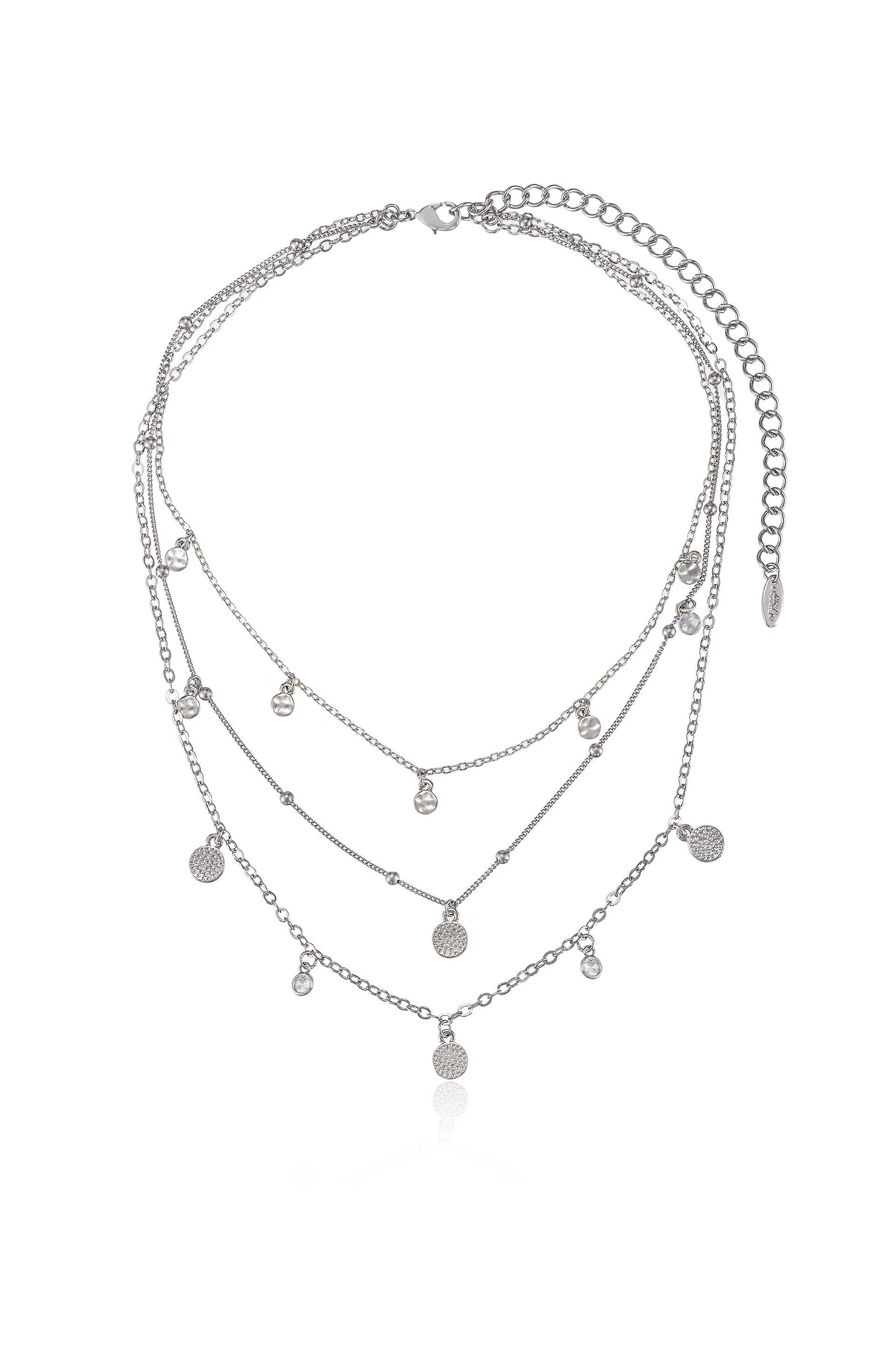 Crystal Detailed Triple Layer Necklace