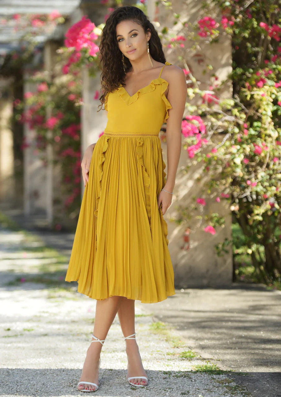 Maia Midi Dress- Mustard - FINAL SALE