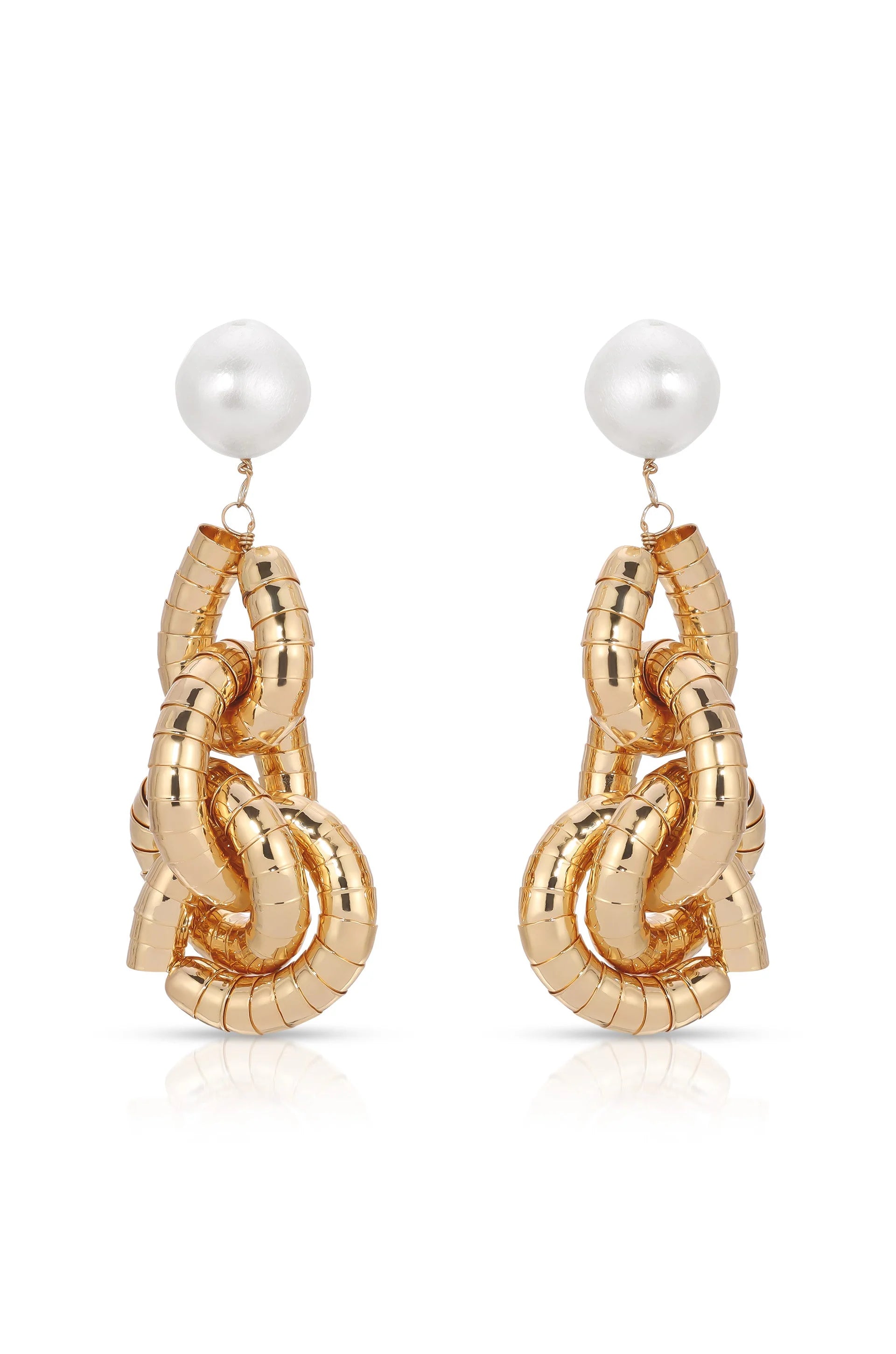 Liquid Gold Pearl Drop Earrings