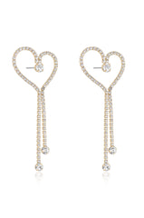 Crystal Heart Linear Drop Earrings