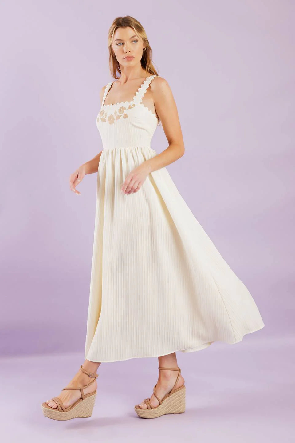 TOTAL CRUSH CREAM WOVEN MIDI DRESS