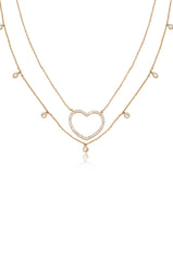 Crystal Heart and Drop Layered Necklace Set of 2