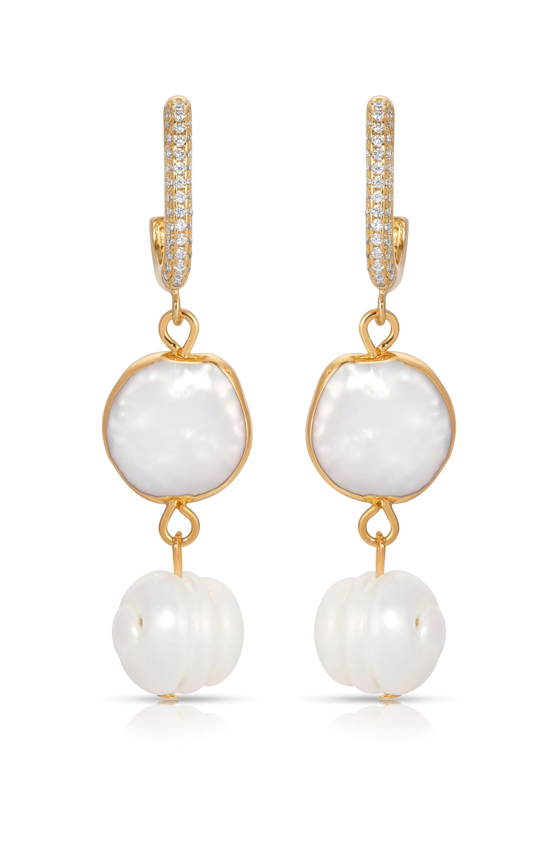 Dangling Freshwater Pearl Huggie Hoop Earrings