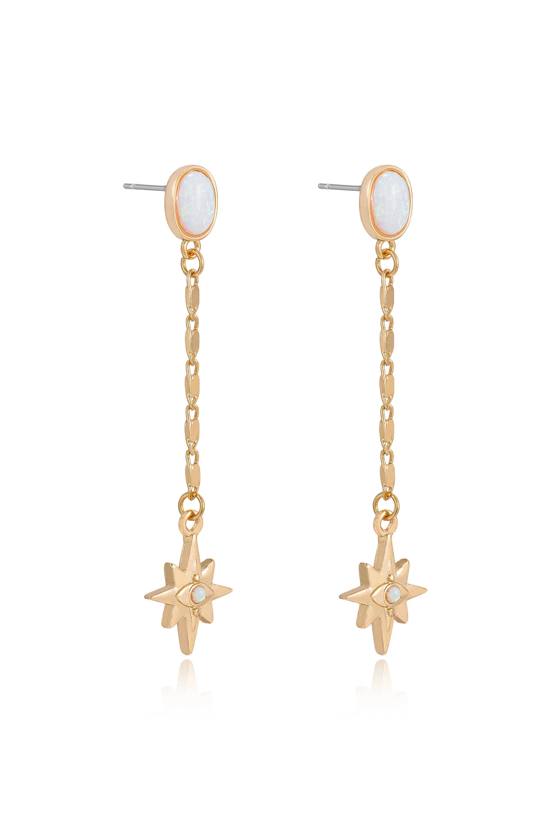 Celestial Opal Star Drop Earrings