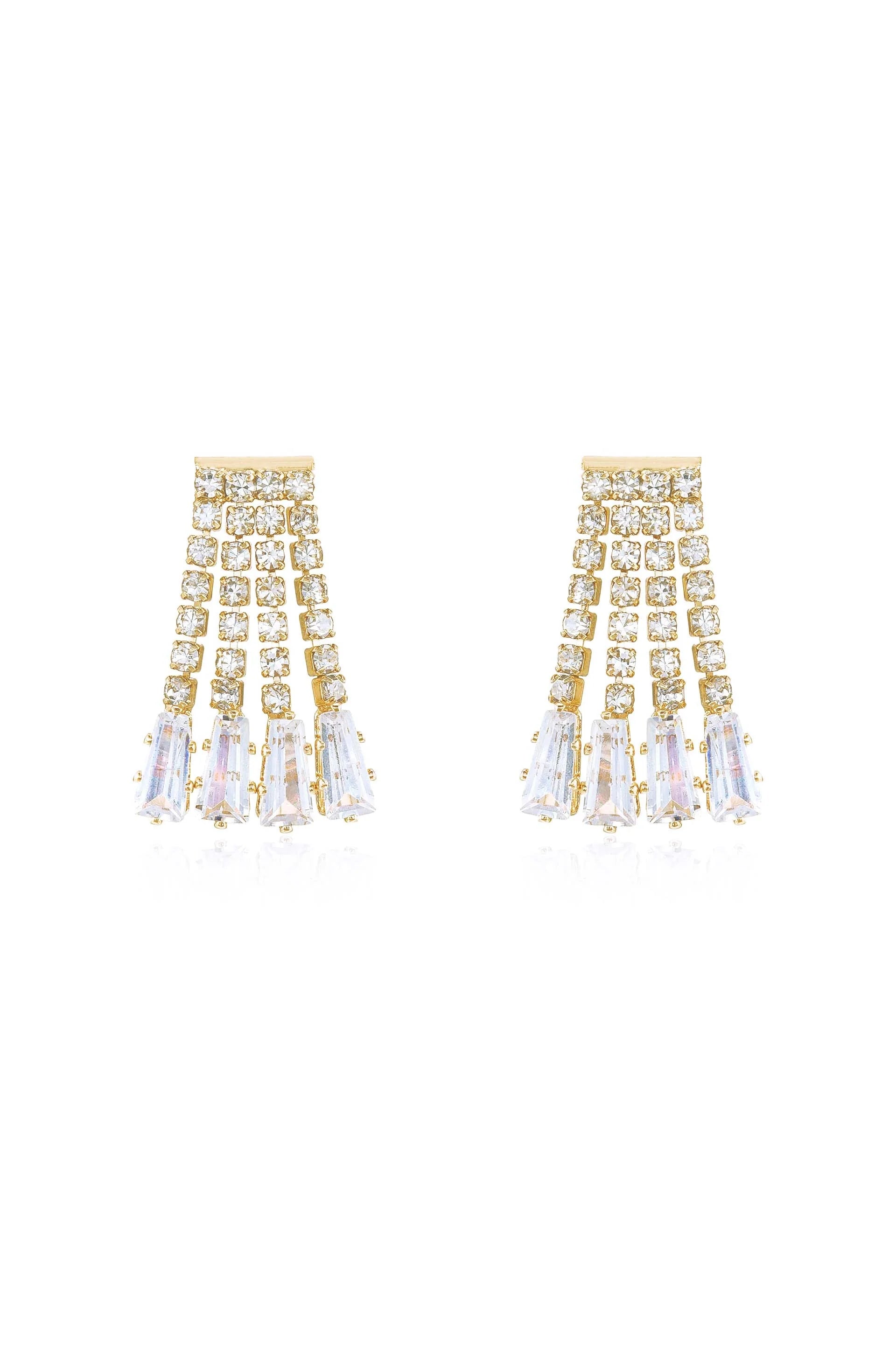 Crystal Fringe Dangle Stud Earrings