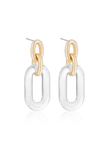 Clear Resin Paperclip Oval Earrings